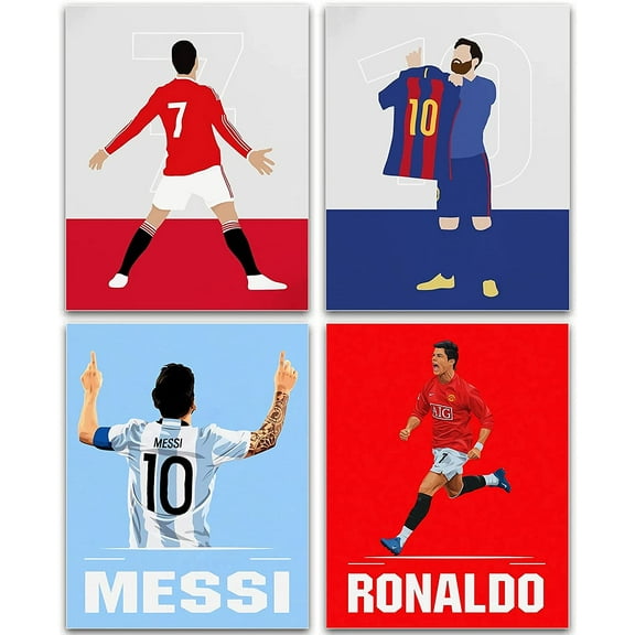 Inspirational Football Star Wall Art, World Cup Posters, Soccer Superstar Canvas Posters, Motivational Football Sports Art Prints for Office Living Room Home Decor, Set of 4 (8"x10" Unframed)
