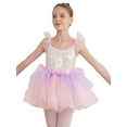 thumbnail image 4 of YEAHDOR Big & Little Girls Sleeveless Ballet Dress Bowknot Decor Tutus Sequins Mesh Splice Gymnastics Leotard A Pink 10, 4 of 7
