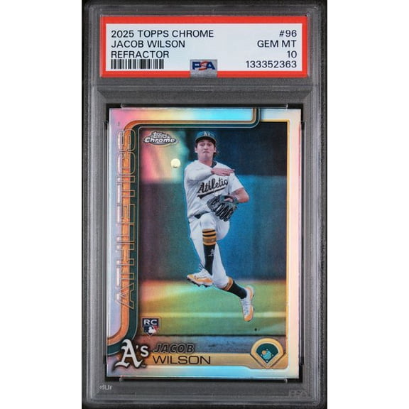 Graded 2025 Topps Chrome Jacob Wilson #96 Refractor Rookie RC Baseball Card PSA 10 Gem Mint