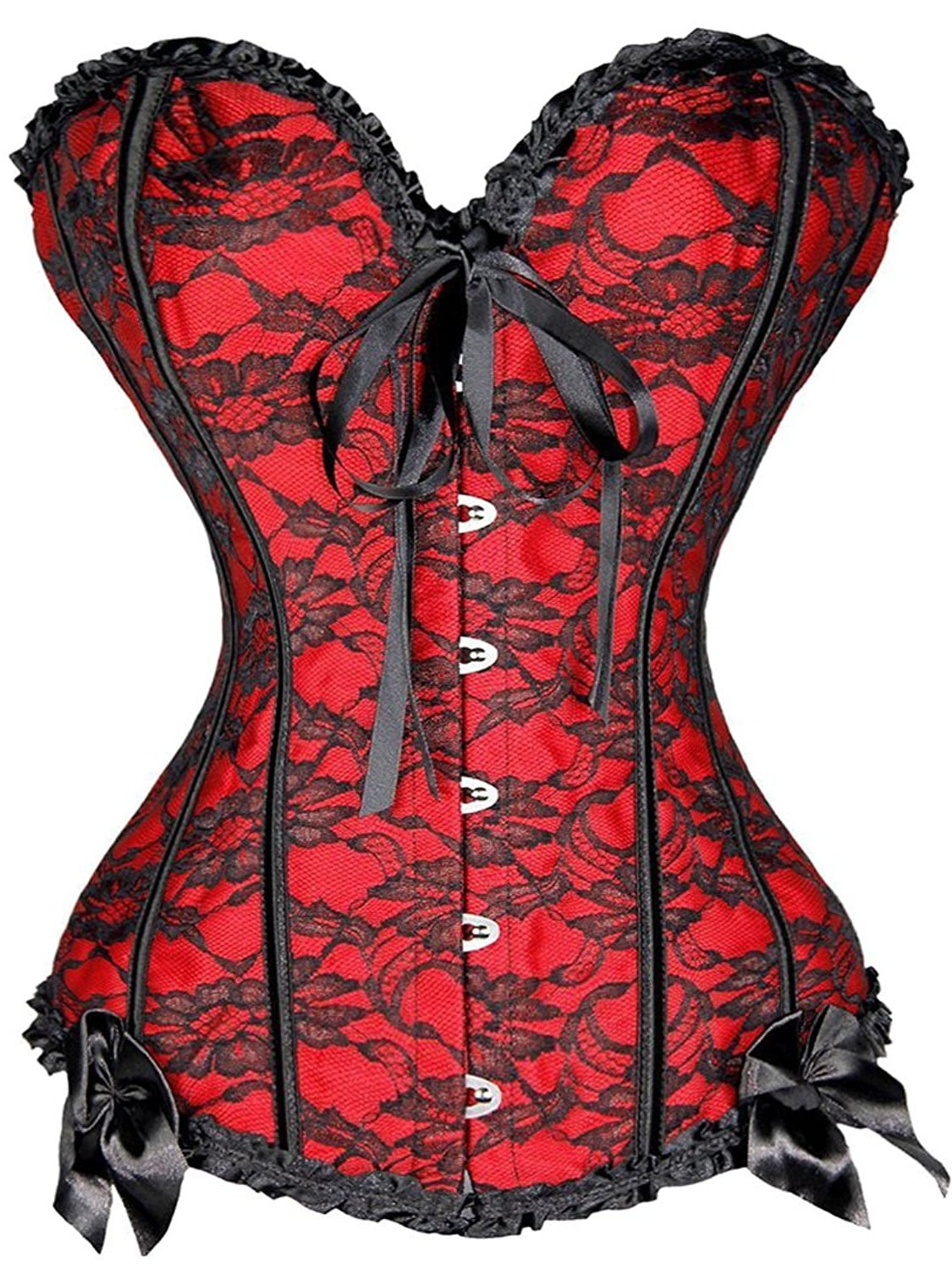 Gothic Vintage Corset Dress Women Sexy Satin Overbust Corset Bustier Top With Striped Mini Tutu Skirt Set Burlesque Lingerie