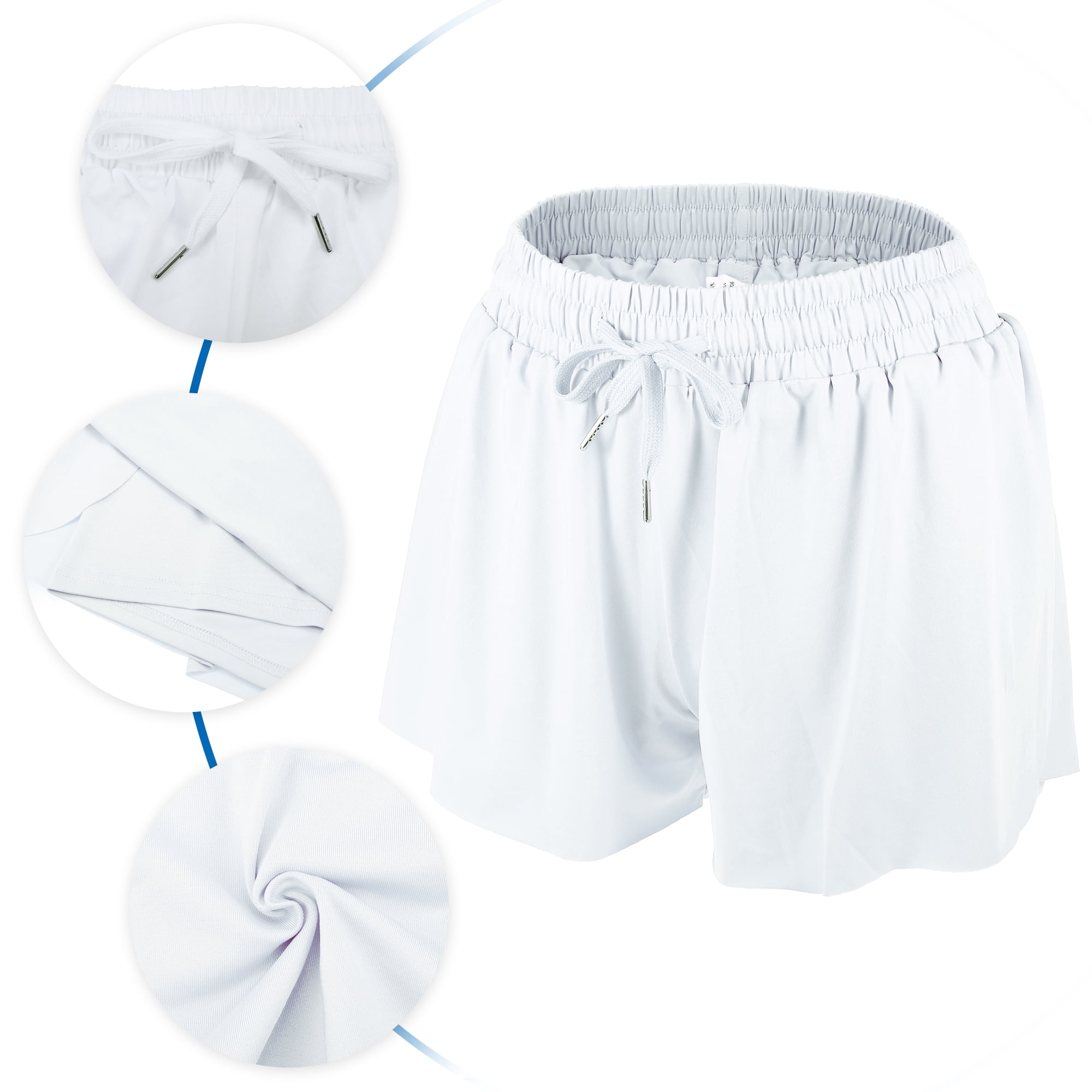 Unique Bargains 1Pcs Women Flowy Running Shorts Casual High Waisted Workout Shorts XL White