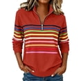 thumbnail image 3 of Winter Sweatshirt For Women Casual Half-zip Fashion Tops Striped Loose Stand-up Collar Long-sleeved Oversized Pullover Sweatshirts Casual Fall Clothes, 3 of 7