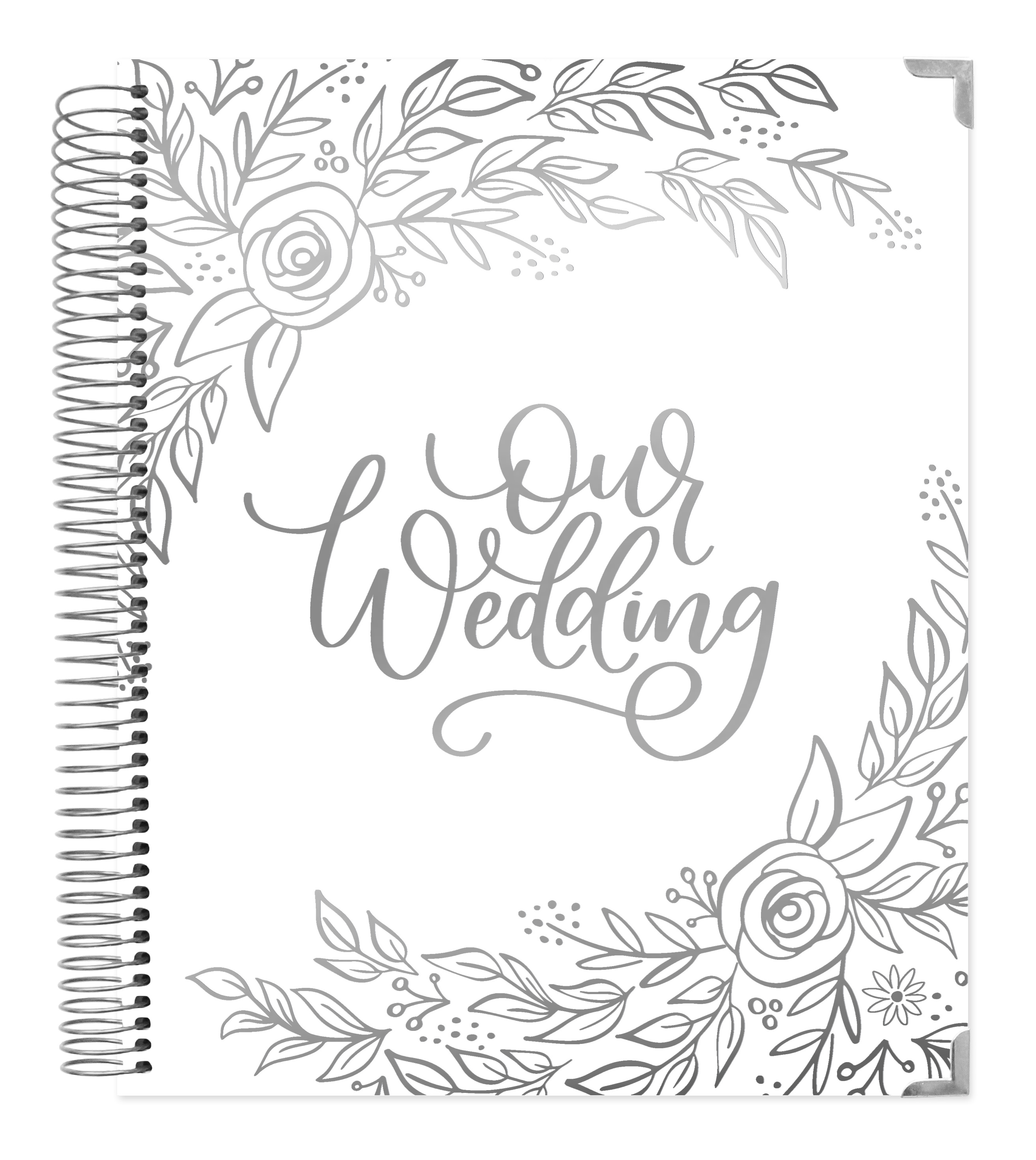 bloom daily plannersUndated Wedding Planner & Organizer, Silver Floral, 9' x 11'
