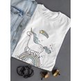 thumbnail image 3 of White Unicorn On A Rainbow T-Shirt Women -Image by Shutterstock, Female XX-Large, 3 of 4