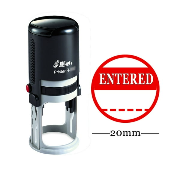 ENTERED Round Self Inking Office Stationary Stamp Personalized Custom Shiny 20mm Rubber Stamp