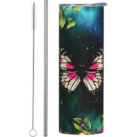 

Butterfly Flowers Coffee Cup 20 Oz Stainless Steel Mug With Lid Mens Womens Travel Mug Birthday Gifts Vacuum Insulated Tumblers Cups Mugs