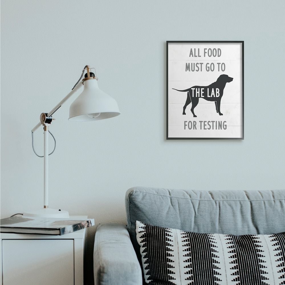 Stupell Industries Kitchen All Food to the Lab Animal Dog Pun Framed Wall Art Design by Daphne Polselli, 16" x 20", Black Framed