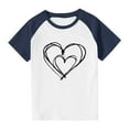 thumbnail image 4 of RKSTN Chemises Filles Unisexe Saint-Valentin Imprimé Cœur Mode Manches Courtes Col Rond Blocs de Couleur Patchwork Décontracté Respirant Confortable Printemps Été T-Shirt pour 3-15 Ans, 4 of 8
