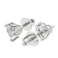 thumbnail image 2 of 14K Solid Gold Screw Back Stud Earrings for Women | 1 cttw Heart Cut White Sapphire | White Gold, 2 of 5