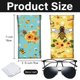 thumbnail image 2 of Estuche de cuero para gafas de sol, 2 unidades, portátil, delgado, con diseño de abeja y girasol, suave, para viaje, impermeable, con paño de limpieza, regalo, 2 of 9