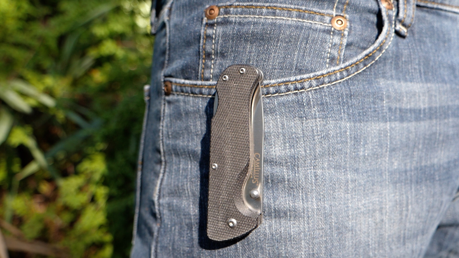 Camillus Bushcrafter 6.75" Mini Folding Pocket Hunting Knife, Stainless Steel Drop-Point 2.75" Blade, Micarta Handle, with Pocket Clip, Black