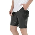 thumbnail image 3 of AXXD Black Workout Shorts Men Summer Men's Faux Leather Shorts with Pocket Casual Pure Color Beach Cargo Shorts Clearance, 3 of 6