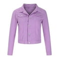 thumbnail image 6 of Juebong Womens Short Denim Jacket Casual Basic Long Sleeve Button Down Jean Jackets Distressed Cropped Fall Coats Outwear Purple,XXXL, 6 of 8