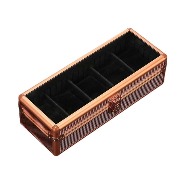 Bunblic Watch Storage Box, Watch Display Case, Transparent Display Window Travel Adjustable Dividers Watch Organizer Box Carry Case , 5 Slots