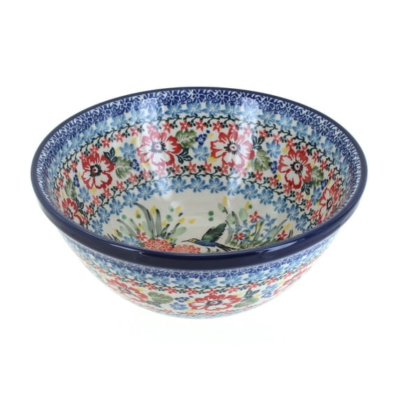 Blue Rose Polish Pottery Hummingbird Small Serving Bowl
