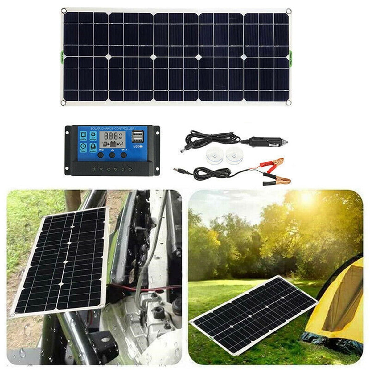 Dazone 200W Solar Panel Kit, 100A 12V Battery Solar Charge Charger With Controller Caravan Boat Outdoor, Power Station Camping Trailer Emergency