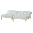 thumbnail image 5 of Convertible sofa bed futon with gold metal legs teddy fabric (White), 5 of 6