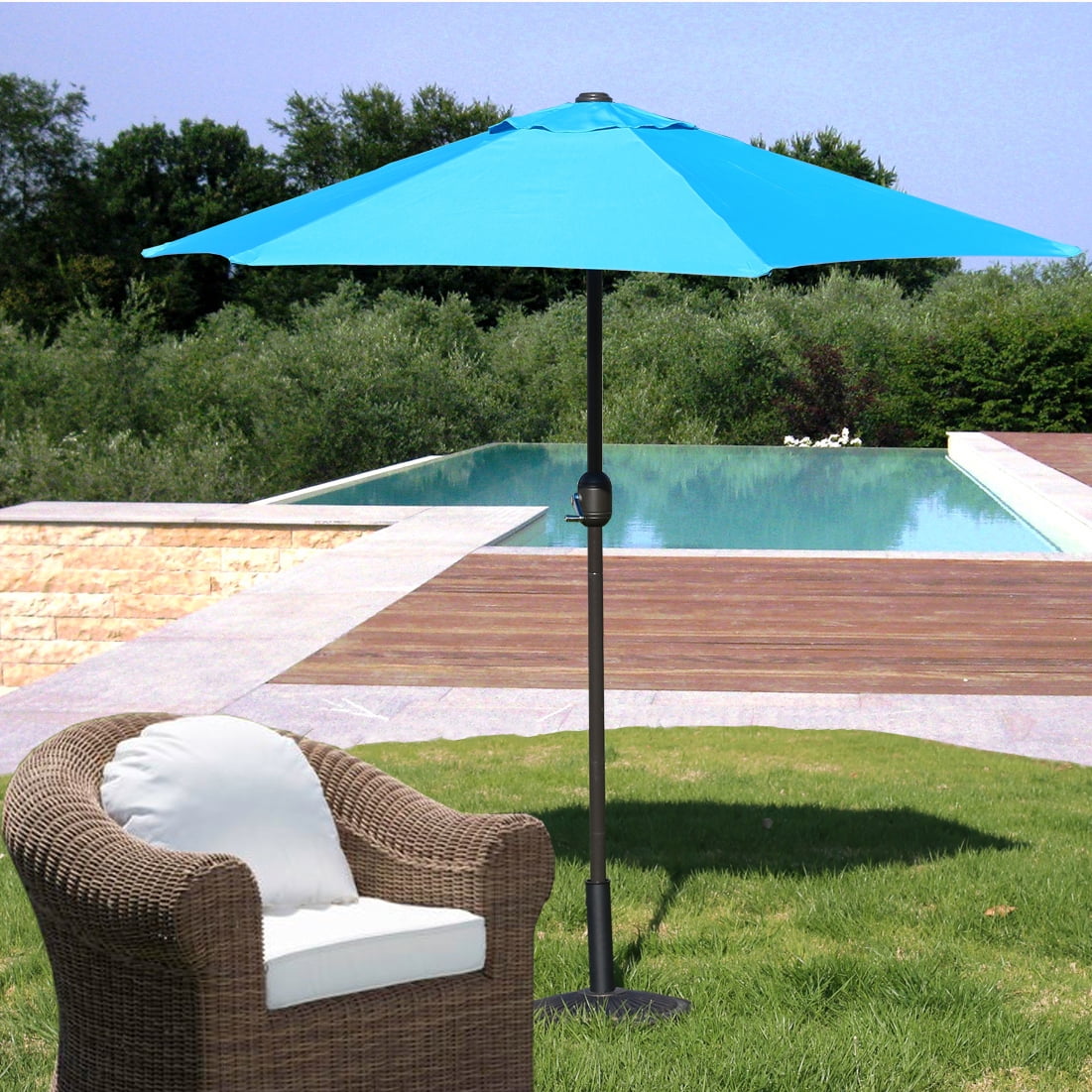 Davee 75 Round Aqua Classic Outdoor Table Market Umbrella With Tilt Crank