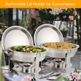 thumbnail image 5 of ROVSUN 5 Qt 2 Packs Stainless Steel Round Chafing Dish Buffet Set with Lid Holder, 5 of 8