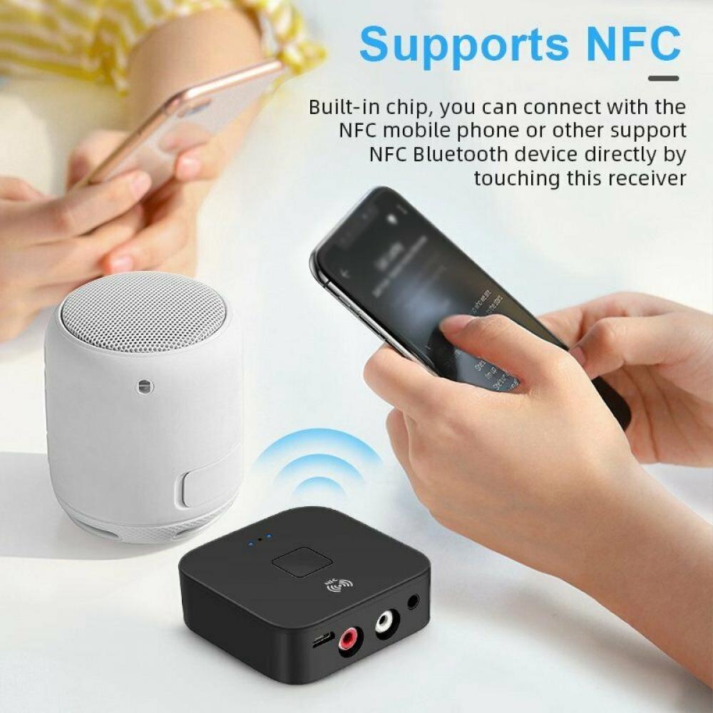 Bluetooth 5.0 Audio Receiver Adapter，NFC Wireless Bluetooth Extender,3.5mm AUX or RCA Input Speaker,Amplifier, Car Audio,Headphone,Home Stereo Theater System,Stereo Audio Component Receivers - image 3 of 15