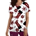thumbnail image 1 of Pntutb Mujer Manga Corta Cuello En V Tops Uniforme Navidad Impreso Bolsillos Blusa Enfermería Pntutb Pntutb-7792, 1 of 5