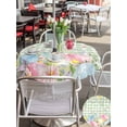 thumbnail image 4 of Outdoor Tablecloth with Umbrella Hole and Zipper, Easter Eggs Round Table Cloth 54 Inch Waterproof Tablecloth, Spring Daisy Eucalyptus Leaves Sage Green Plaid Picnic Table Cover for Patio Camping, 4 of 7