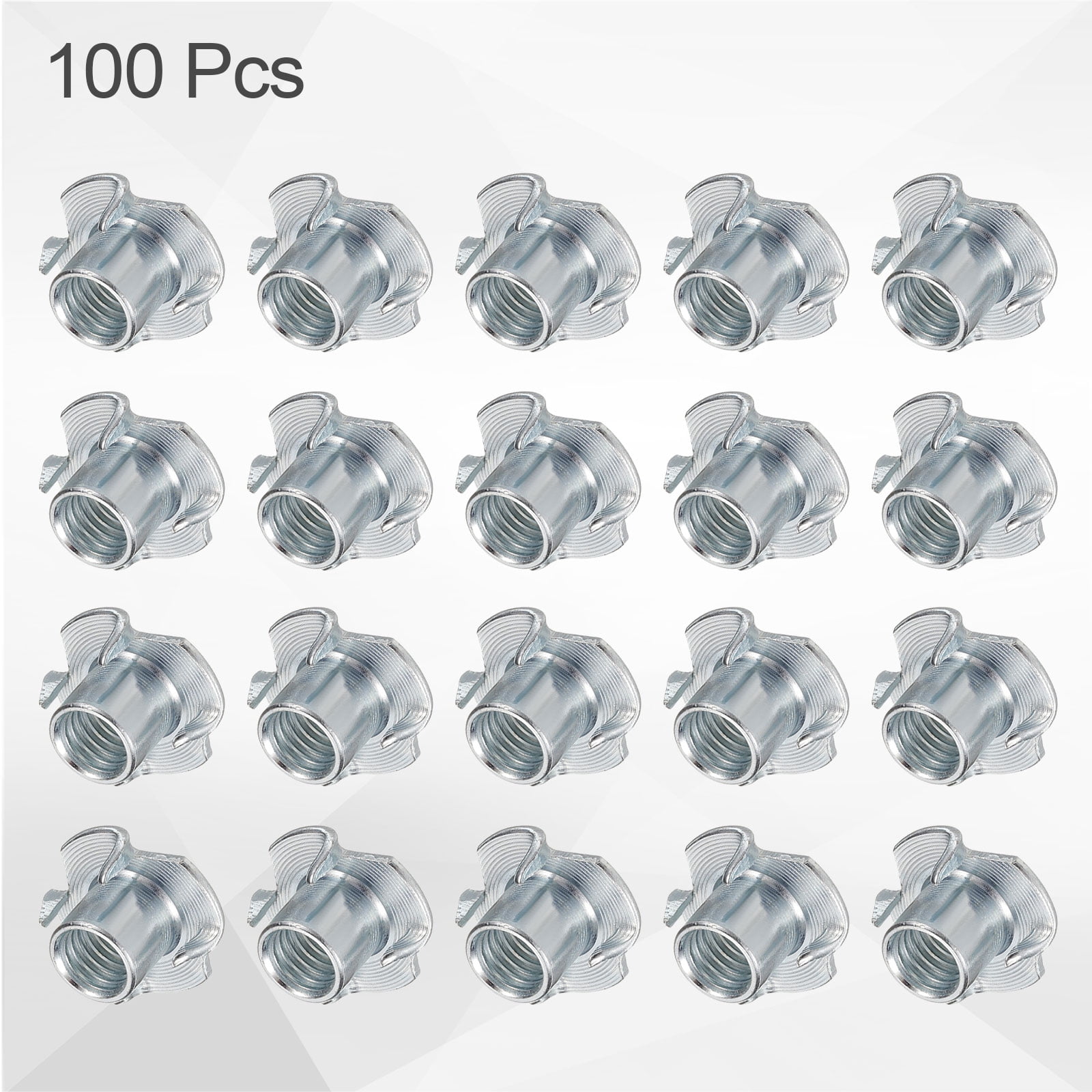 M10x12mm T-Nuts 4 Pronged 0.96" x 0.47" Tee Nut Carbon Steel Fully Thread 100packs