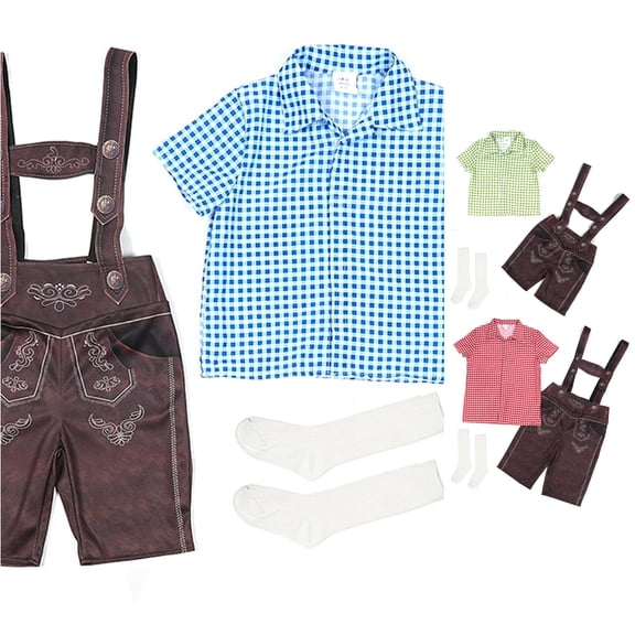Luvior Boy Oktoberfest Outfit Toddler Lederhosen Shorts Set Kids Gingham Shirt Tops Traditional 3 Month Boy