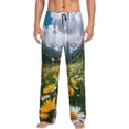 thumbnail image 2 of Lsque Mountain Daisy Meadow Print Men's Pajama Pants, Lounge Pant - Comfortable Home Wear,Elastic Waistband, Stylish Design-Small, 2 of 9