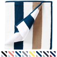 thumbnail image 2 of Laguna Beach Textile Co. Toalla de playa tipo cabaña a rayas - Felpa extragrande de algodón de 630 GSM - Azul océano y beige almendra, 2 of 5
