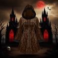 thumbnail image 3 of TKLPEHG Halloween Medieval Hooded Coat Long Hooded Cardigan Pleated Shawl Coat (Brown,XL), 3 of 8