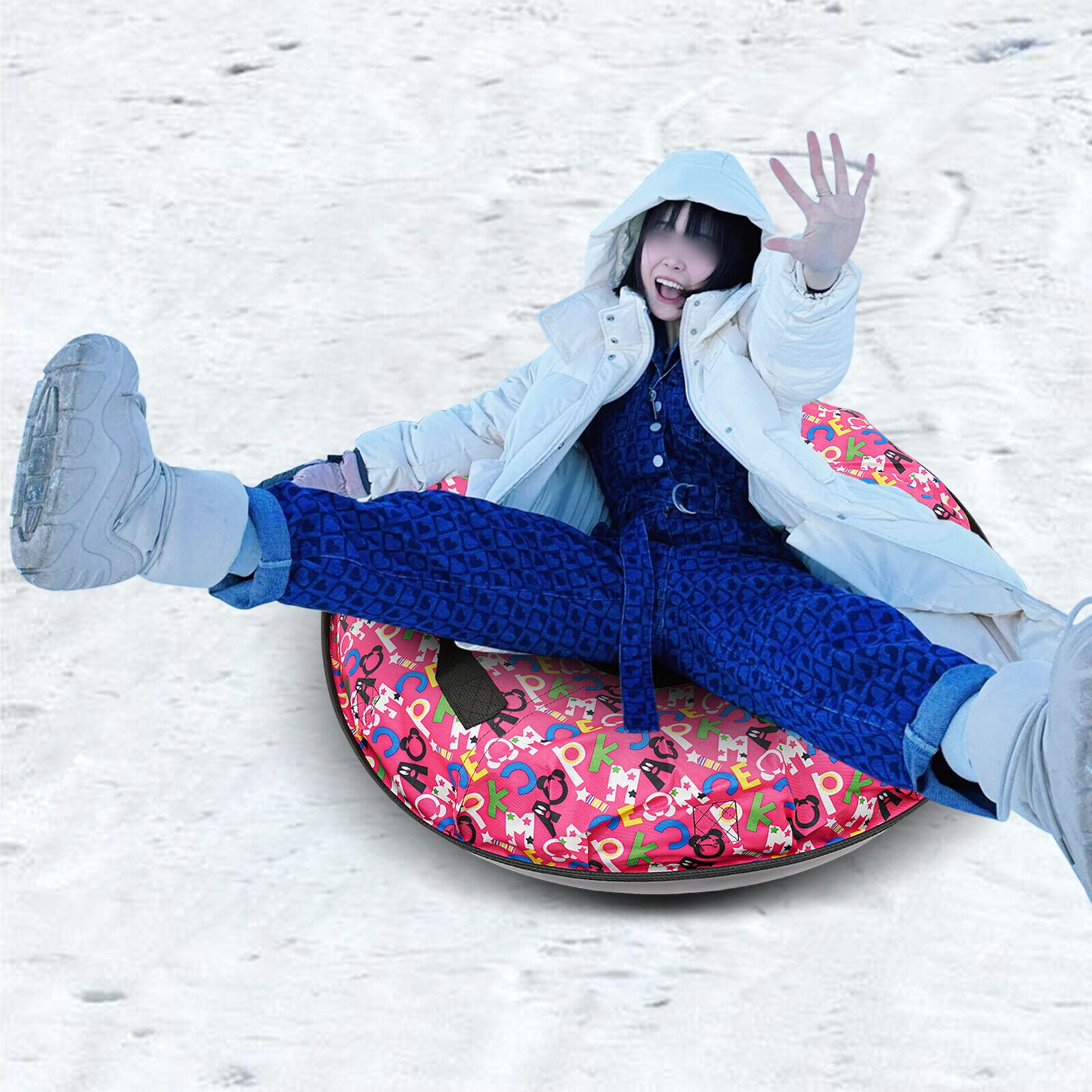 80cm/31.49in Oxford Cloth Inflatable Sledding Tube Inflatable Snow Sleds for Kids and Adult 100-180kg/220.46-396.83lbs