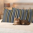 thumbnail image 3 of Orange Navy Blue Outdoor Waterproof Pillow Covers, Modern Abstract Vertical Striped Decorative Rectangle Throw Pillowcase Sofa Cushion Sham for Patio/Couch/Chair, 20"x12" 2 Pack, 3 of 8