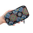 thumbnail image 2 of SEANATIVE Double Glasses Case for Women Men, Neoprene Zipper Eyeglass Pouch Water-Resistant Lightweight Travel Glasses Bag for Eyeglasses Sunglasses, Bohemian Paisley Floral Blue Black, 2 of 7