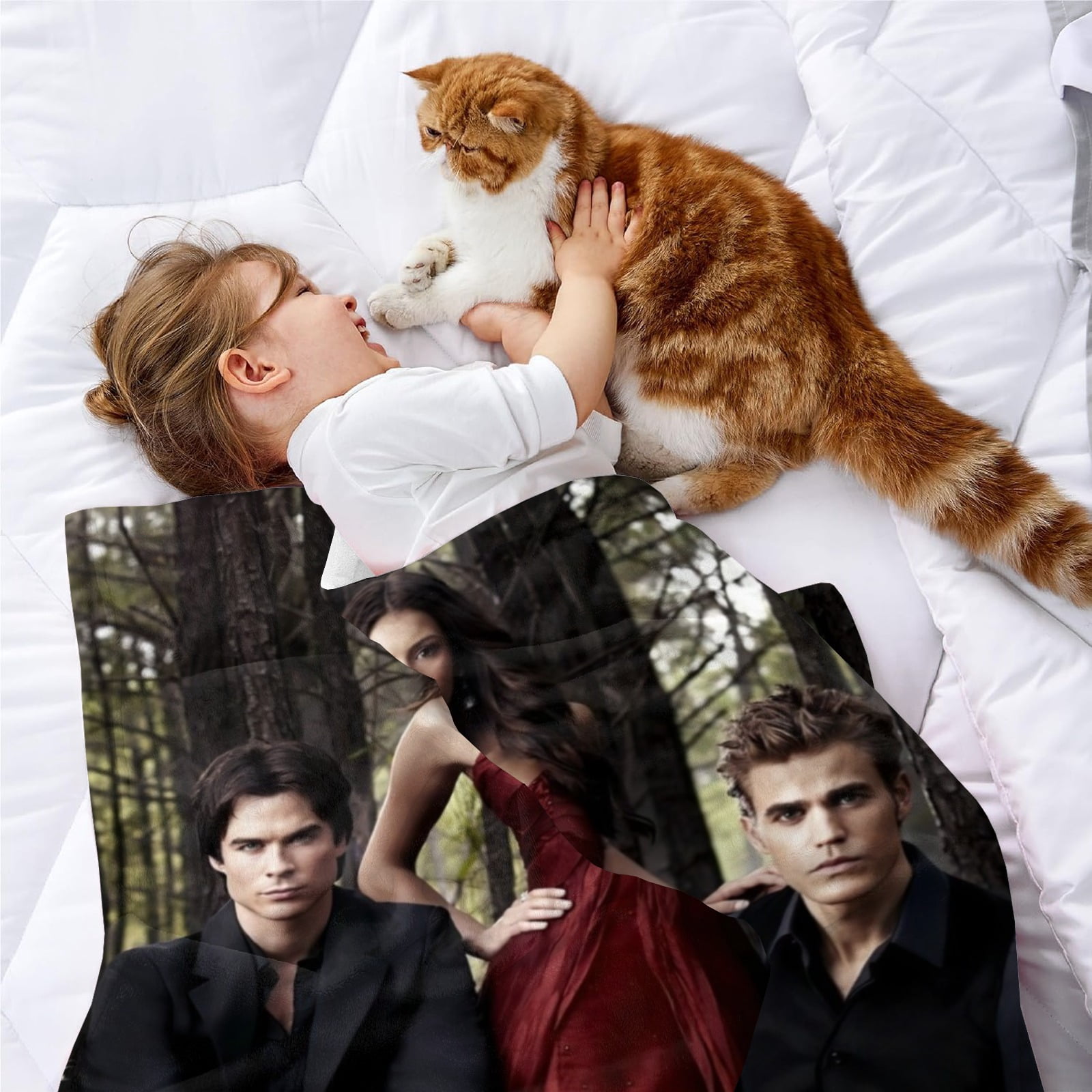 Vampire Diaries Throw Blanket Gifts for Fans Lover Girls Boys Women Present Hoodie Him Bed 40"x50"