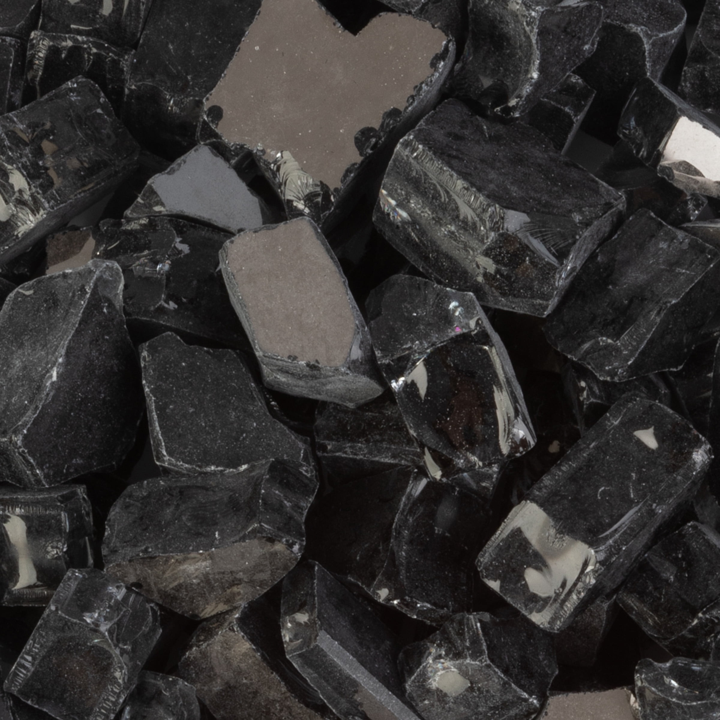 Pure Garden 10lbs Fire Pit Glass - 1/2-Inch Glass Rocks, Midnight Black