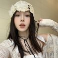 thumbnail image 4 of for Women Summer Flowers Lace Skullies Hat Knitted Hat Beret Cap Hollowed Out KHAKI, 4 of 7