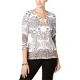 thumbnail image 1 of Blusa de punto estampada para mujer Charter Club, blanca, extragrande Charter Club Tejer, 1 of 1
