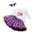 thumbnail image 4 of mgoYE 9 Month Baby Girl Clothes My First Halloween Baby Girl Outfit 1st Halloween Pumpkin Romper Tutu Skirt Dress Headband Cute Fall Clothes 4PC(E,1-3 Months), 4 of 4