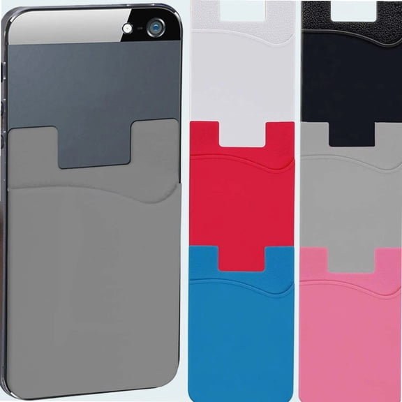 6PCS Phone Card Holder, Cell Phone Wallet, Silicone Adhesive ID Business Credit Card Stick On Pouch Sleeve Pocket Phone Case Compatible with iPhone, Android, Samsung Galaxy, Smartphones