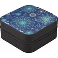 thumbnail image 2 of GZHJMY Beautiful Christmas Snowflakes Travel Jewelry Case, Portable Small Jewelry Box, Travel Jewelry PU Leather Box, Christmas Gift for Women Girl for Necklace Bracelet Earrings Rings, 2 of 7