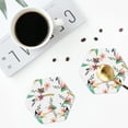 thumbnail image 5 of Pofeuu Pretty Floral With Leaves Print Leather Coasters Set of 6, Round Cups Mugs Mat Pad for Home Kitchen Heat Resistant Drink Coasters,Hexagon, 5 of 7
