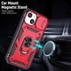 thumbnail image 5 of Funda para iPhone 14 Plus con tapa deslizante para cámara, protección de grado militar, soporte giratorio de 360°, resistente a golpes, color rojo, 5 of 8