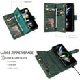thumbnail image 5 of ELEHOLD for Samsung Galaxy Z Fold5 Wallet Crossbody Case,Large Capacity Card Slots Zipper Purse Kickstand Function Magnetic Clasp Shoulder Strap Wrist Lanyard Leather Case for Samsung Z Fold5,Green, 5 of 6