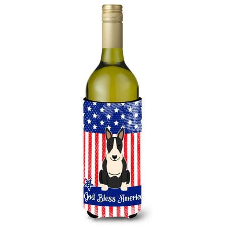 

Carolines Treasures BB3128LITERK Patriotic USA Bull Terrier Black White Wine Bottle Beverge Insulator Hugger Wine