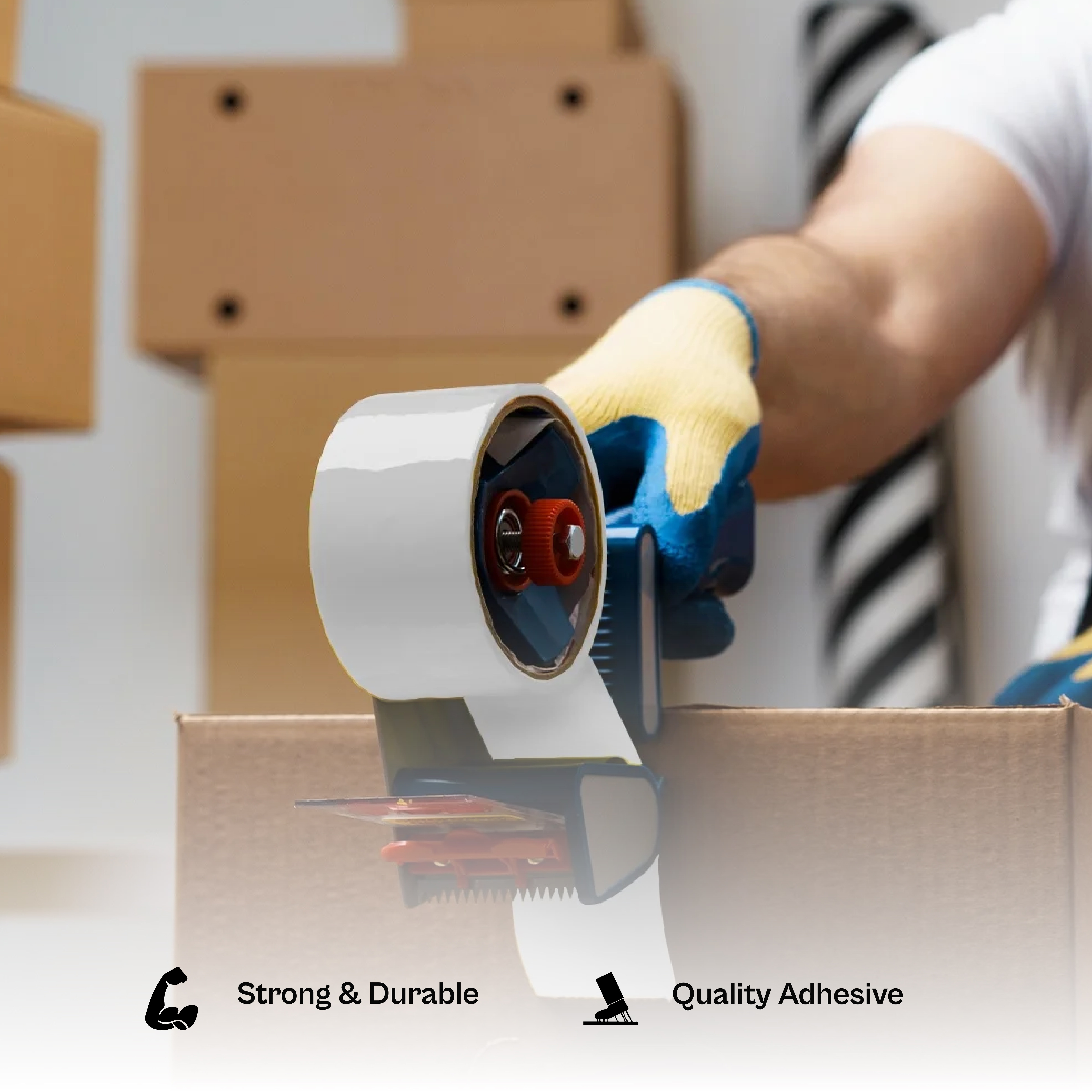 Shield Tape 1.88 Inch x 110 Yards White Color Carton Box Sealing Packing Packaging Tape 2 Mil Thick 12 Rolls