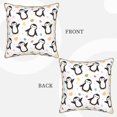 thumbnail image 3 of Fotbe Colorful Hearts Penguin Pattern Velvet Decorative Throw Pillow Covers with Elegant Piping, Soft Plush Cushion Cover for Sofa, Bed, Car, Office-18"x18", 3 of 8