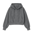 thumbnail image 7 of Ynynloco Womens Zip Up Hoodies Cropped Jackets Fall Outfits Lightweight Slouchy Drop Shoulder Casual Travel Winter with Pockets Airport Workout Athletic, 7 of 7
