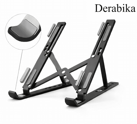 Derabika Stands Adapted for Tablet Computers, Adjustable Foldable Aluminum Laptop Stand, Portable Ergonomic Desktop Holder for Tablets & Laptops, Heat Dissipation Design