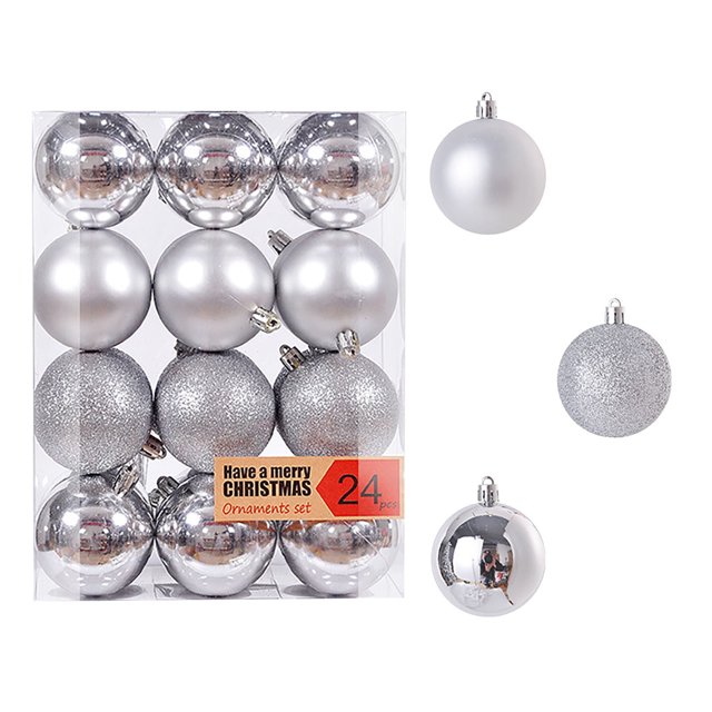 Yyuenw - 24 mini bolas navideñas de 1,2 pulgadas, irrompibles, para árbol de Navidad, colgantes, para decoración de fiestas, bodas y festividades.